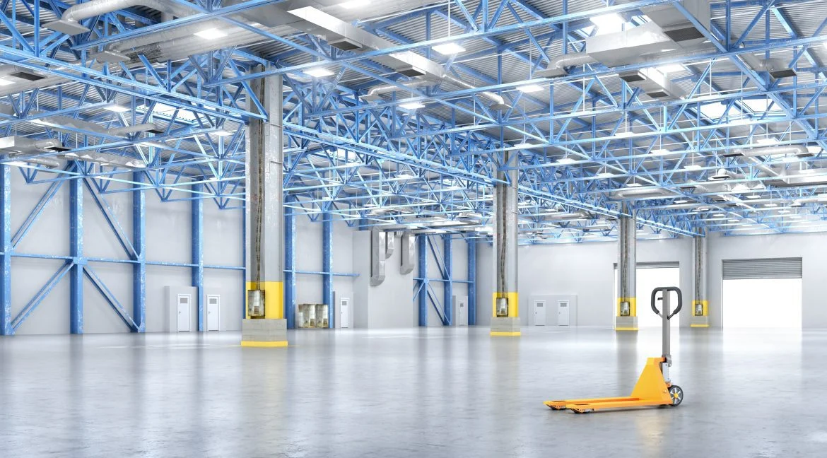 Warehouse aisle representing warehousing and distribution